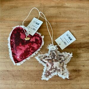 UGG Sequin Heart and Star Ornaments - Red champagne 🎄